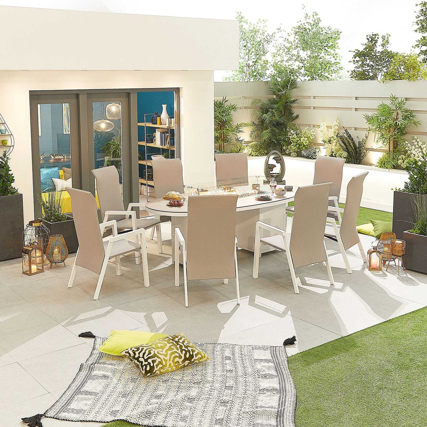 Venice 8 Seat Dining Set with Firepit