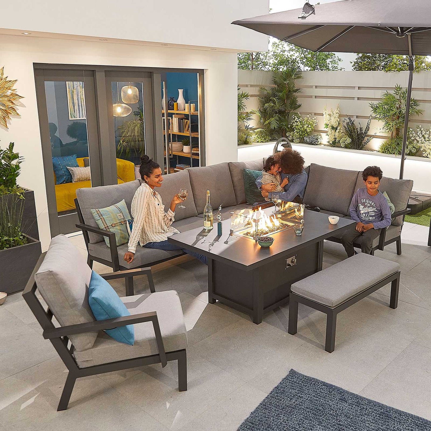 Vogue Corner Firepit Dining Table | Lounge Chair | Bench