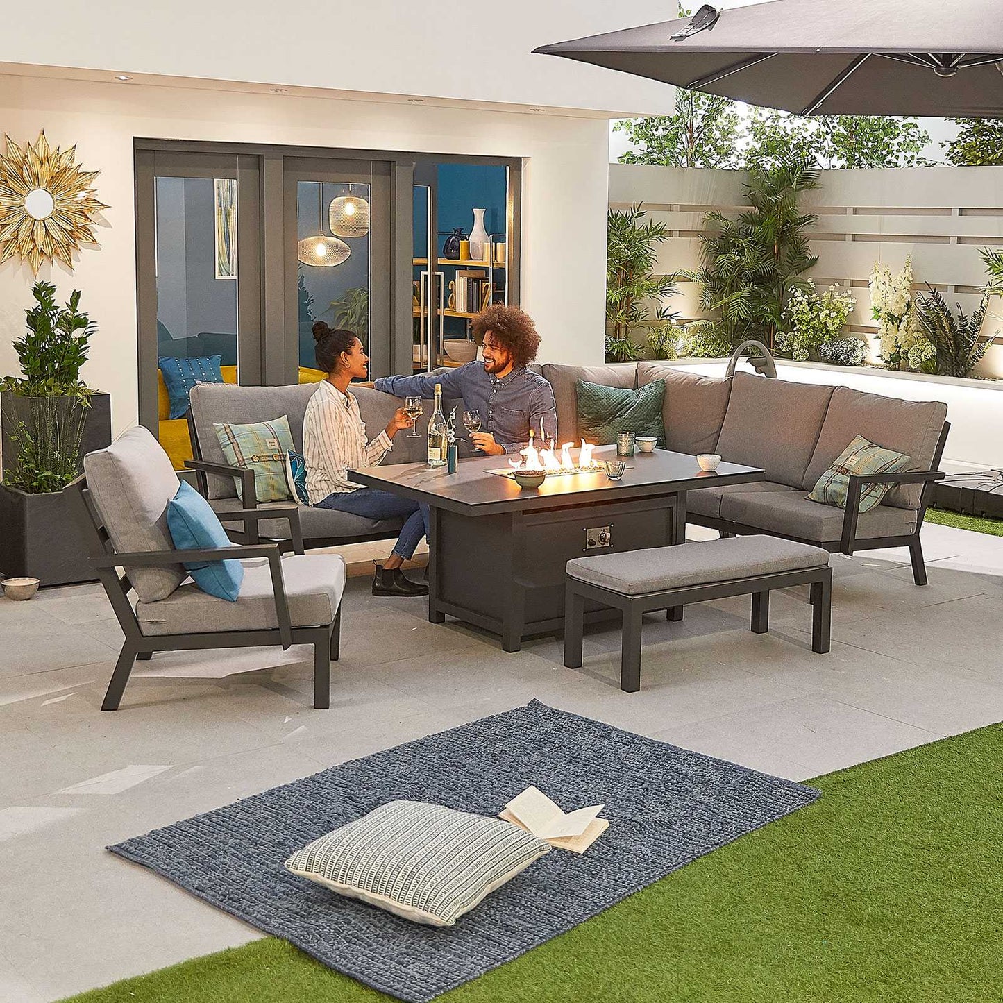Vogue Corner Firepit Dining Table | Lounge Chair | Bench